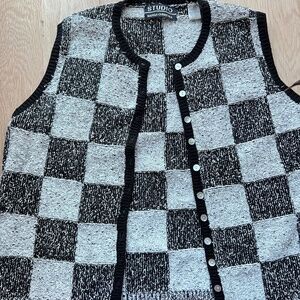 Vintage Marisa Christina Studio Checkerboard Knit Sweater Vest